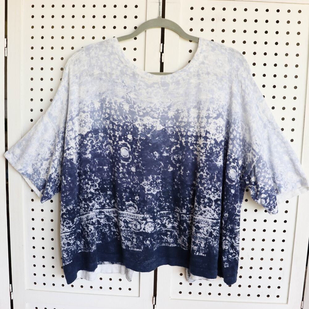 J Jill Pure Jill Linen Blend Blue Convertible Sweater Womens SIZE XL